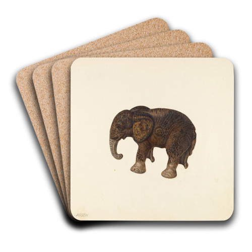 Penny Bank (Elephant) by Ben Lassen Art Drink Coaster set