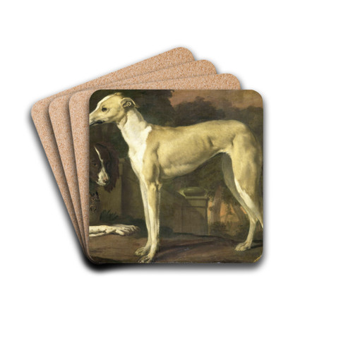 Portrait of a Greyhound and Spaniel by Jan Weenix Drink Coasters - set of 4 Portrait of a Greyhound and Spaniel by Jan Weenix Drink Coasters - set of 4