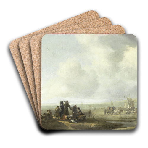 View on the Beach by Jacob Esselens Art Drink Coaster set