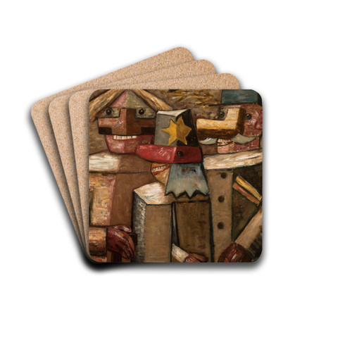 Railwaymen by Tadeusz Makowski Drink Coasters - set of 4 Railwaymen by Tadeusz Makowski Drink Coasters - set of 4
