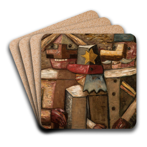 Railwaymen by Tadeusz Makowski Art Drink Coaster set Railwaymen by Tadeusz Makowski Art Drink Coaster set