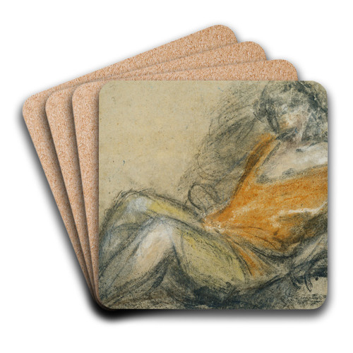 Study of a Recumbent Figure by Jacopo Bassano Art Drink Coaster set