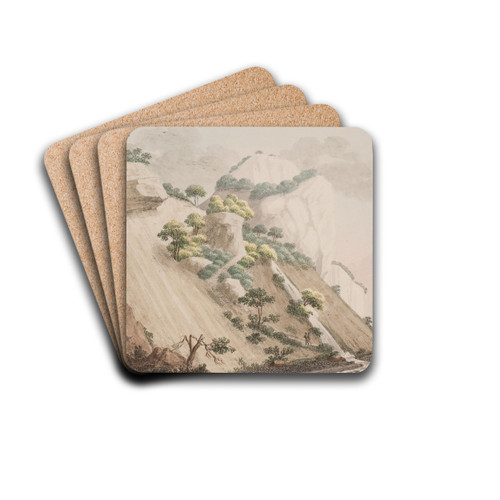 Udsigt af en del af kridtbjergene p Mn, kaldet Dronningestolen by Sren L. Lange Drink Coasters - set of 4 Udsigt af en del af kridtbjergene p Mn, kaldet Dronningestolen by Sren L. Lange Drink Coasters - set of 4