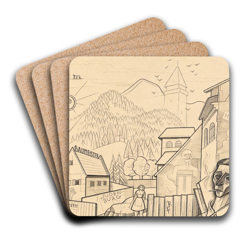 Erinnerung an Judenburg by Karl Wiener Art Drink Coaster set