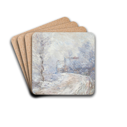 Lentre de Giverny sous la neige by Claude Monet Drink Coasters - set of 4