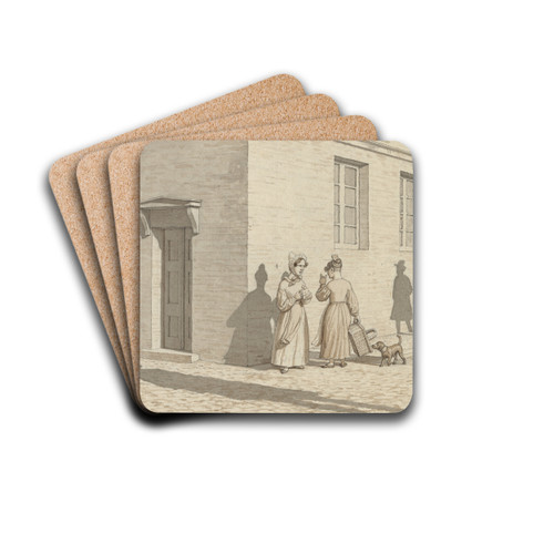 Linearperspectiven, anvendt paa Malerkunsten - Tavle VII,1 - Et mde p et gadehjrne by Christoffer Wilhelm Eckersberg Drink Coasters - set of 4 Linearperspectiven, anvendt paa Malerkunsten - Tavle VII,1 - Et mde p et gadehjrne by Christoffer Wilhelm Eckersberg Drink Coasters - set of 4