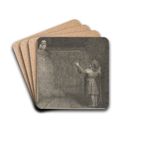 Fable XLI. The Owl and the Farmer by John Wootton Drink Coasters - set of 4 Fable XLI. The Owl and the Farmer by John Wootton Drink Coasters - set of 4