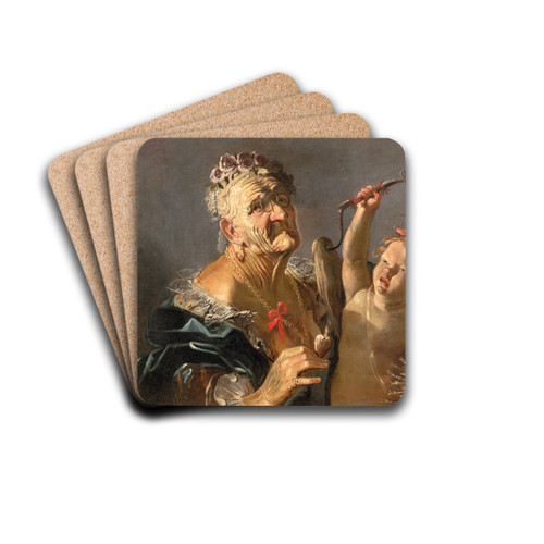 Allegory of Old Age by Lombard School Drink Coasters - set of 4