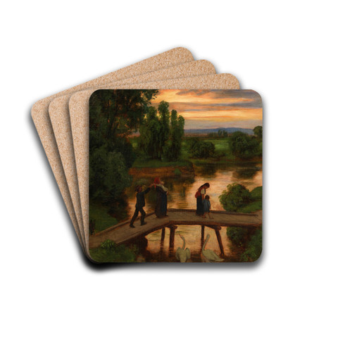 Die Brcke (Sommerabend) by Hans Thoma Drink Coasters - set of 4