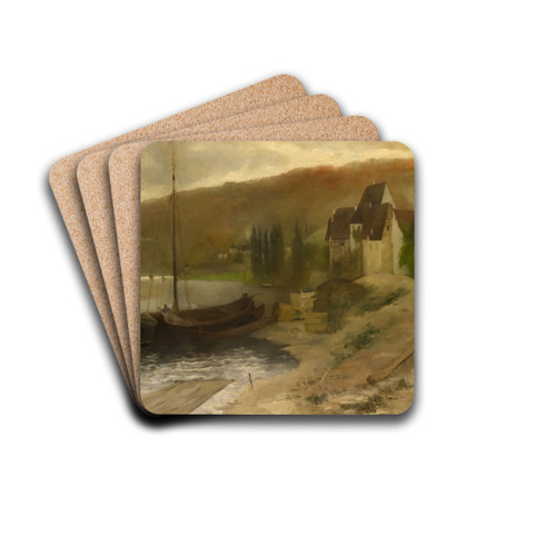Landscape at the Main River by Ernst Schiess Drink Coasters - set of 4