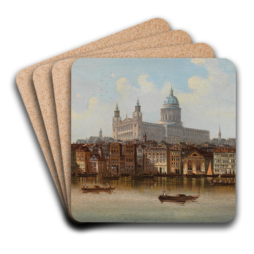 Capriccio, a view of St. Pauls Cathedral, London by Johann Wilhelm Jankowsky Art Drink Coaster set