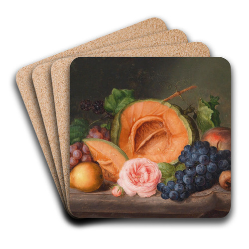Stillleben mit Krbis und Rose by Johann Georg Seitz Art Drink Coaster set Stillleben mit Krbis und Rose by Johann Georg Seitz Art Drink Coaster set