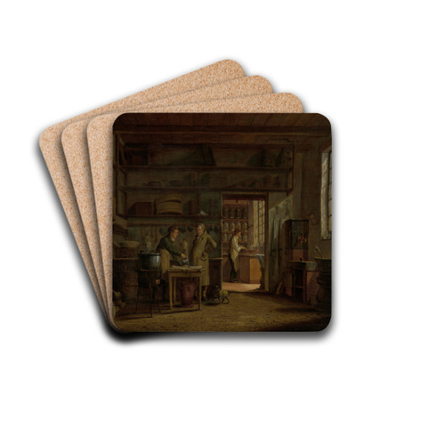 The Distillery of Apothecary A. d'Ailly by Johannes Jelgerhuis Drink Coasters - set of 4 The Distillery of Apothecary A. d'Ailly by Johannes Jelgerhuis Drink Coasters - set of 4
