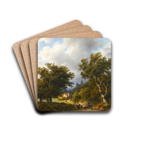 The gust of wind by Barend Cornelis Koekkoek Drink Coasters - set of 4 The gust of wind by Barend Cornelis Koekkoek Drink Coasters - set of 4