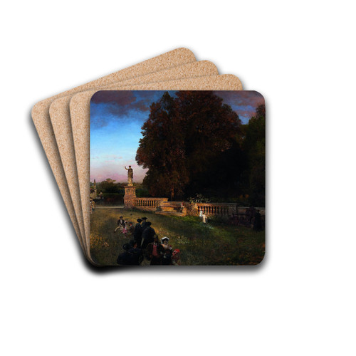 In the Park of the Villa Borghese by Oswald Achenbach Drink Coasters - set of 4