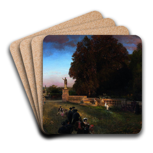 In the Park of the Villa Borghese by Oswald Achenbach Art Drink Coaster set