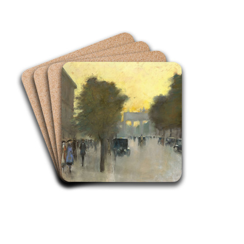 Unter den Linden mit Blick auf das Brandenburger Tor by Lesser Ury Drink Coasters - set of 4 Unter den Linden mit Blick auf das Brandenburger Tor by Lesser Ury Drink Coasters - set of 4