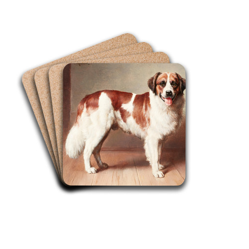 Portrait of a St. Bernard by Carl Reichert Drink Coasters - set of 4