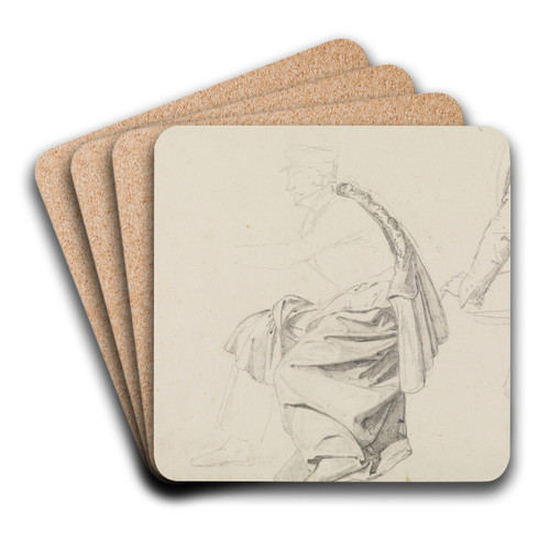 Zwei Figuren- und Gewandstudien by Friedrich Mosbrugger  Art Drink Coaster set