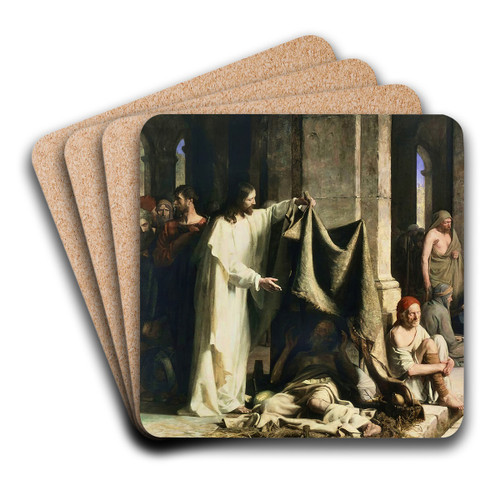Christ Healing at the Pool of Bethesda by Carl Bloch Art Drink Coaster set Christ Healing at the Pool of Bethesda by Carl Bloch Art Drink Coaster set