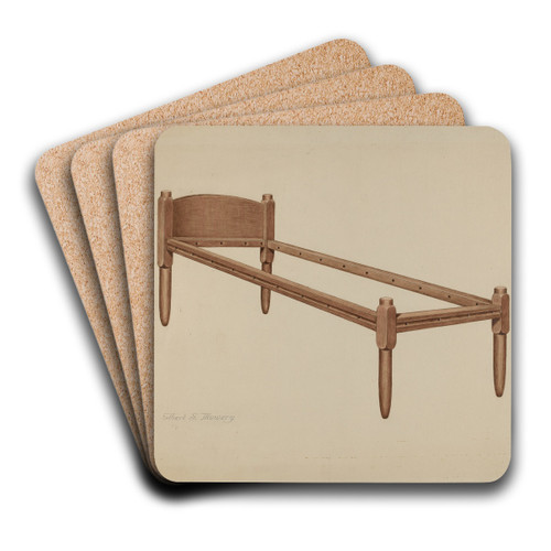 Shaker Bed by Elbert S. Mowery Art Drink Coaster set Shaker Bed by Elbert S. Mowery Art Drink Coaster set