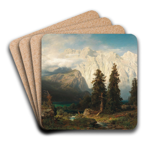 A View of the Watzmann Mountain and Lake Knigssee by August Wilhelm Leu Art Drink Coaster set