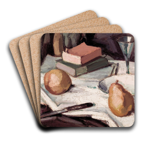 Still life with pears and wineglass by Samuel John Peploe Art Drink Coaster set