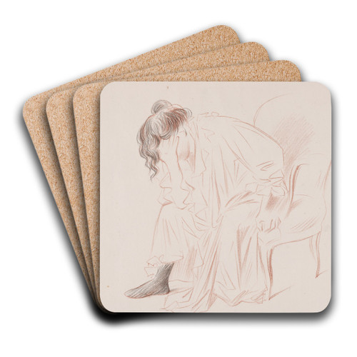 Woman Seated by Jean-Louis Forain Art Drink Coaster set