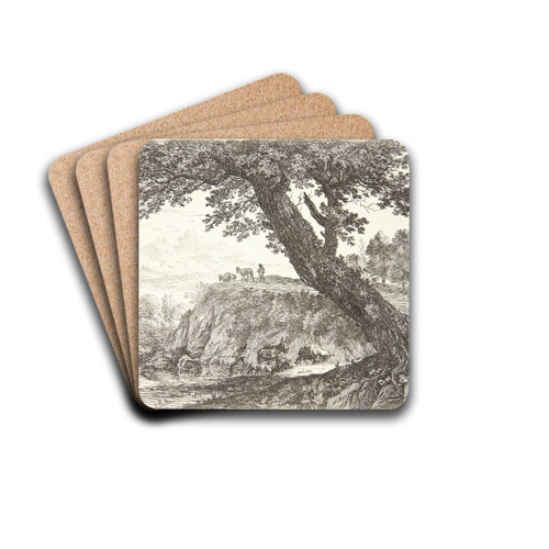 Landskab med to seldrivere by Karel Dujardin Drink Coasters - set of 4