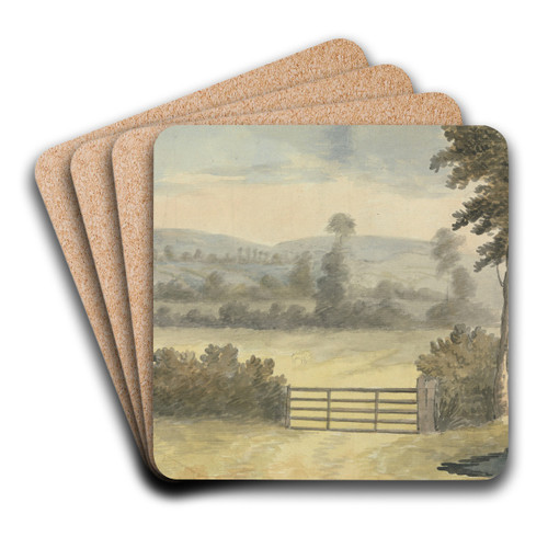 Landscape with Pasture Gate by Edward Francis Burney Art Drink Coaster set Landscape with Pasture Gate by Edward Francis Burney Art Drink Coaster set