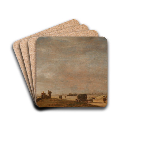 Scheveningen Beach by Adriaen van de Velde Drink Coasters - set of 4