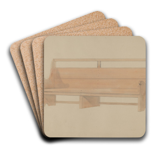 Meeting House Pew by Donald Streeter Art Drink Coaster set