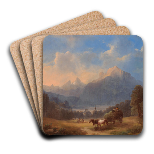 Scene Of The Salzkammergut by Franz Barbarini Art Drink Coaster set