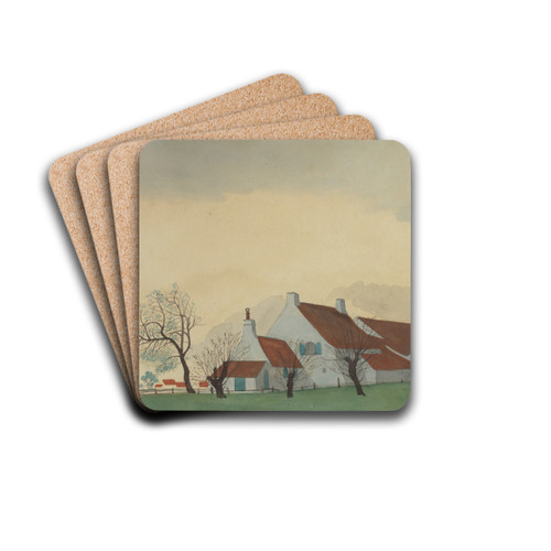 Landschap met hoeve by Lon Spilliaert Drink Coasters - set of 4 Landschap met hoeve by Lon Spilliaert Drink Coasters - set of 4