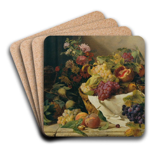 Stillleben mit Frchten und Blumen by Rosalia Amon Art Drink Coaster set Stillleben mit Frchten und Blumen by Rosalia Amon Art Drink Coaster set