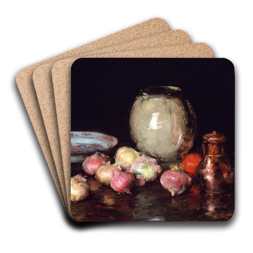 Just Onions by William Merritt Chase Art Drink Coaster set Just Onions by William Merritt Chase Art Drink Coaster set