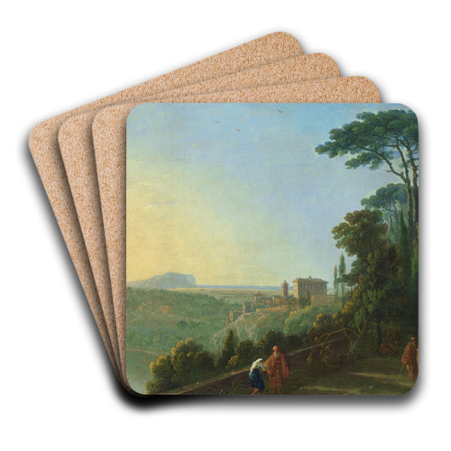 Lake Nemi and Genzano from the Terrace of the Capuchin Monastery by Richard Wilson Art Drink Coaster set Lake Nemi and Genzano from the Terrace of the Capuchin Monastery by Richard Wilson Art Drink Coaster set