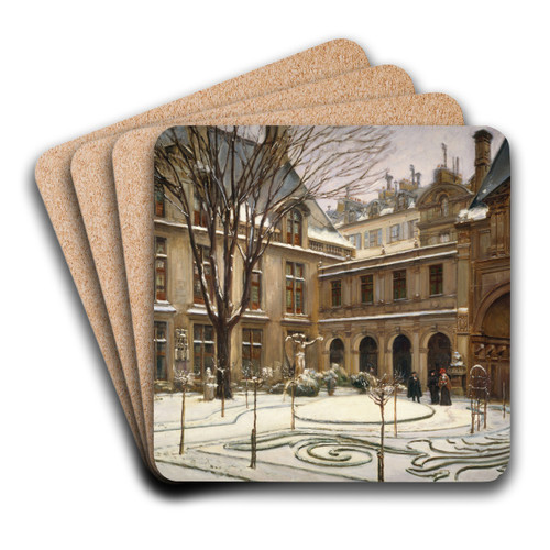 Le jardin du muse Carnavalet ; effet de neige by Henry Tenr Art Drink Coaster set