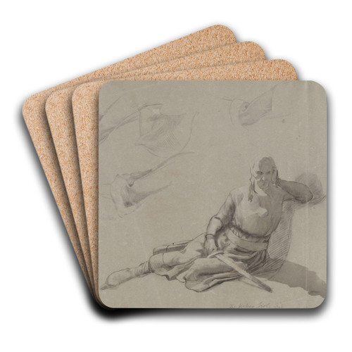 Sittende mann i rustning by Adolph Tidemand Art Drink Coaster set