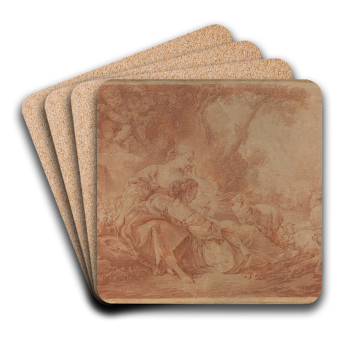 Zwei Schferinnen by Markgrfin Karoline Luise von Baden Art Drink Coaster set Zwei Schferinnen by Markgrfin Karoline Luise von Baden Art Drink Coaster set