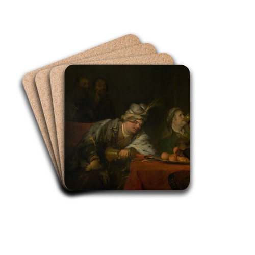 The Banquet of Ahasuerus by Aert de Gelder Drink Coasters - set of 4