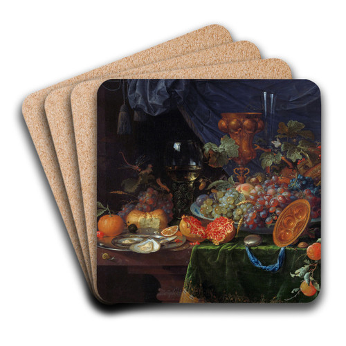 Still Life with Fruit and Oysters by Abraham Mignon Art Drink Coaster set Still Life with Fruit and Oysters by Abraham Mignon Art Drink Coaster set