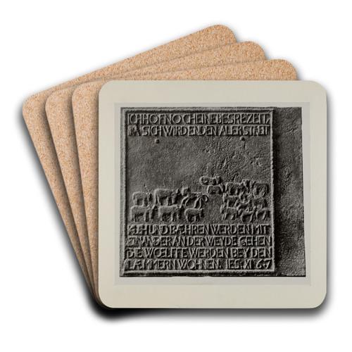 Pa. German Stove Plate by Charles Von Urban Art Drink Coaster set Pa. German Stove Plate by Charles Von Urban Art Drink Coaster set