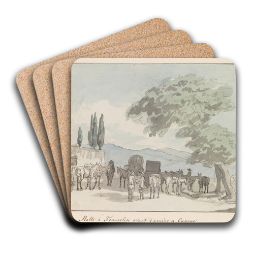 Stop in Francolisi voor aankomst in Capua by Abraham-Louis-Rodolphe Ducros Art Drink Coaster set