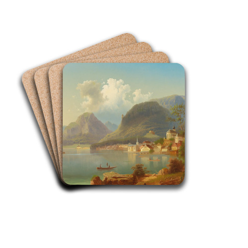 View of Hallstatt by Ferdinand Lepie Drink Coasters - set of 4