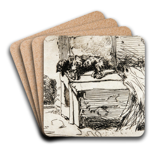 The Dog On TheKennel by James Abbott McNeill Whistler Art Drink Coaster set