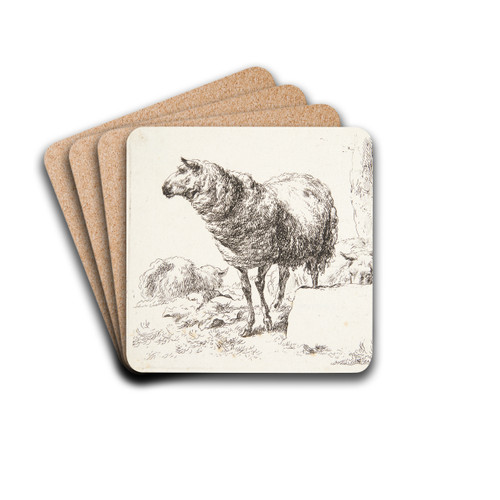 Et stende fr by Nicolaes Pietersz. Berchem Drink Coasters - set of 4 Et stende fr by Nicolaes Pietersz. Berchem Drink Coasters - set of 4