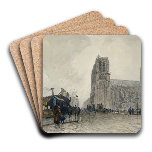 Notre-Dame vue du Pont au Double by Frank Myers Boggs Art Drink Coaster set