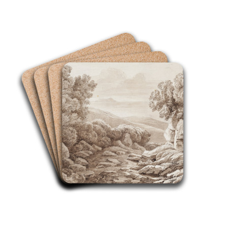 Landskab ved Montenero by Johan Ludvig Lund Drink Coasters - set of 4