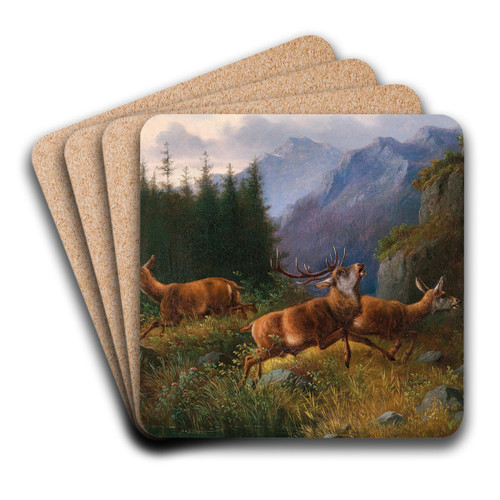 Stags in the Mountains by Moritz Mller Art Drink Coaster set
